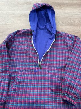 Vintage 90s NIKE Anorak Pullover REVERSIBLE Windbreaker Supreme Plaid Jacket M
